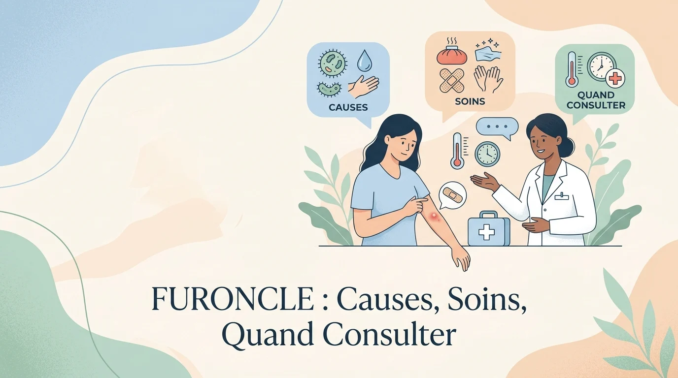 Furoncle : personne appliquant une compresse chaude sur un bouton rouge et douloureux à l'arrière du cou