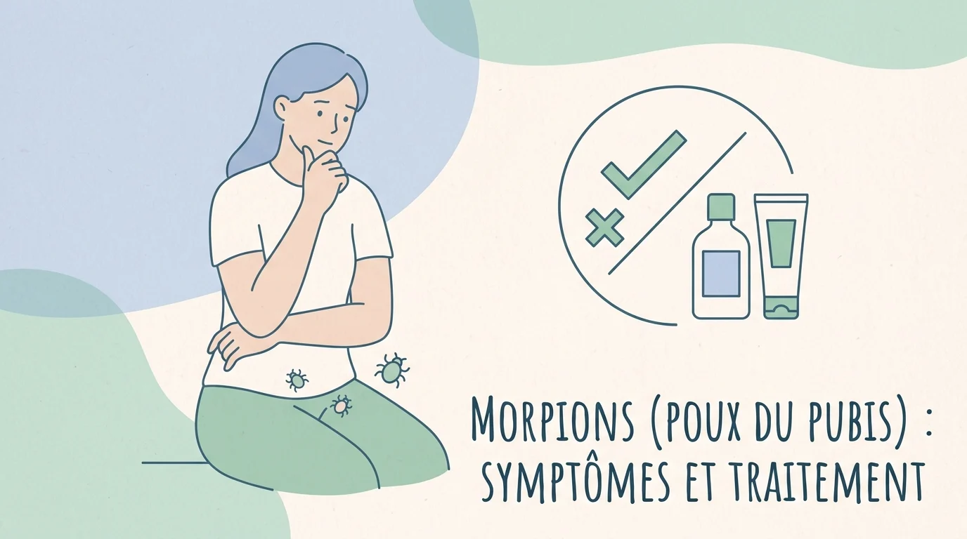 Morpions : illustration du pou du pubis accroché à un poil