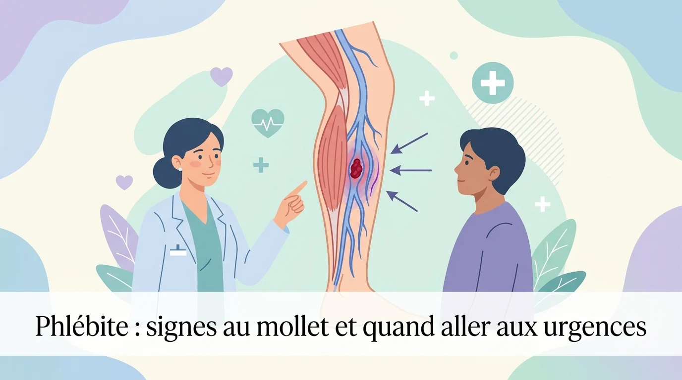 Mollet gonflé et rougi évoquant une phlébite, examiné par un médecin