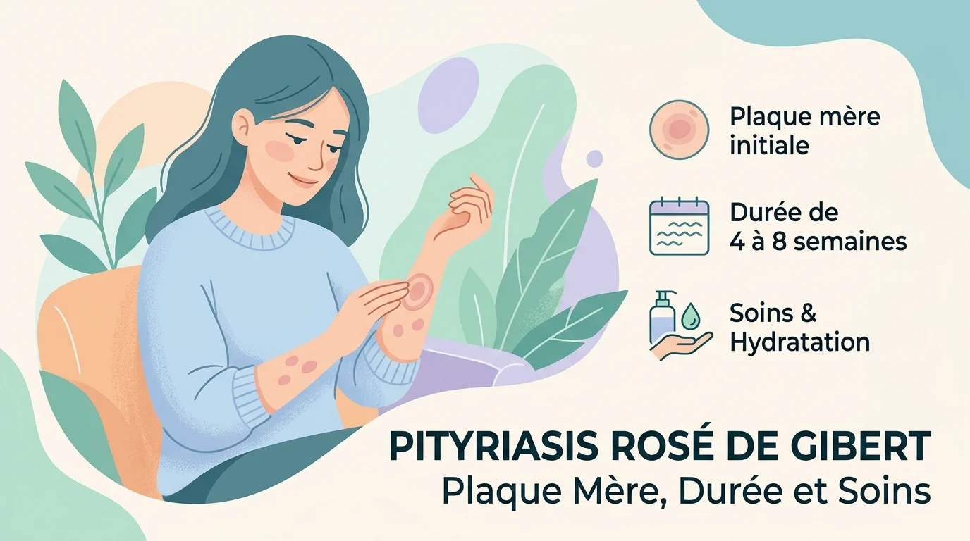 Pityriasis rosé de Gibert : plaque mère et petites plaques roses sur le dos