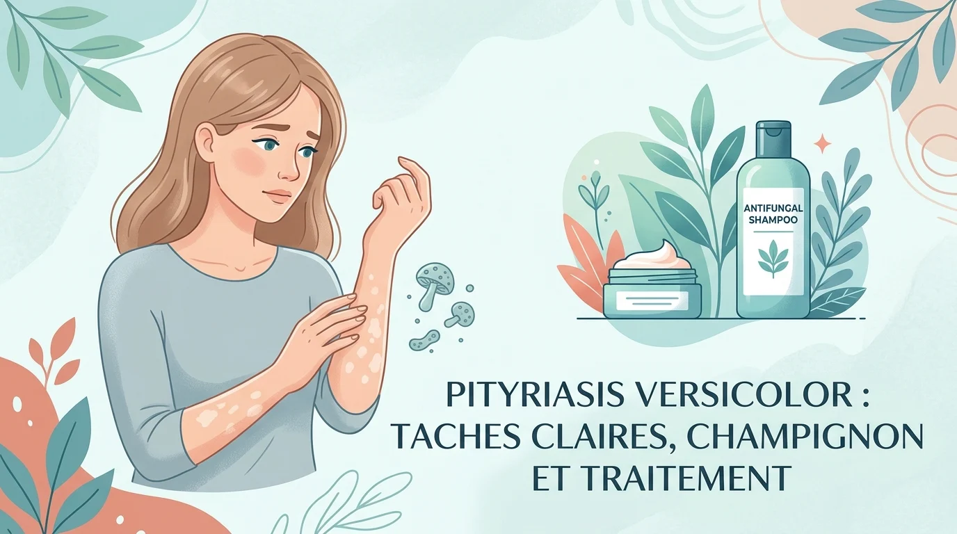 Pityriasis versicolor : taches claires squameuses sur le haut du dos