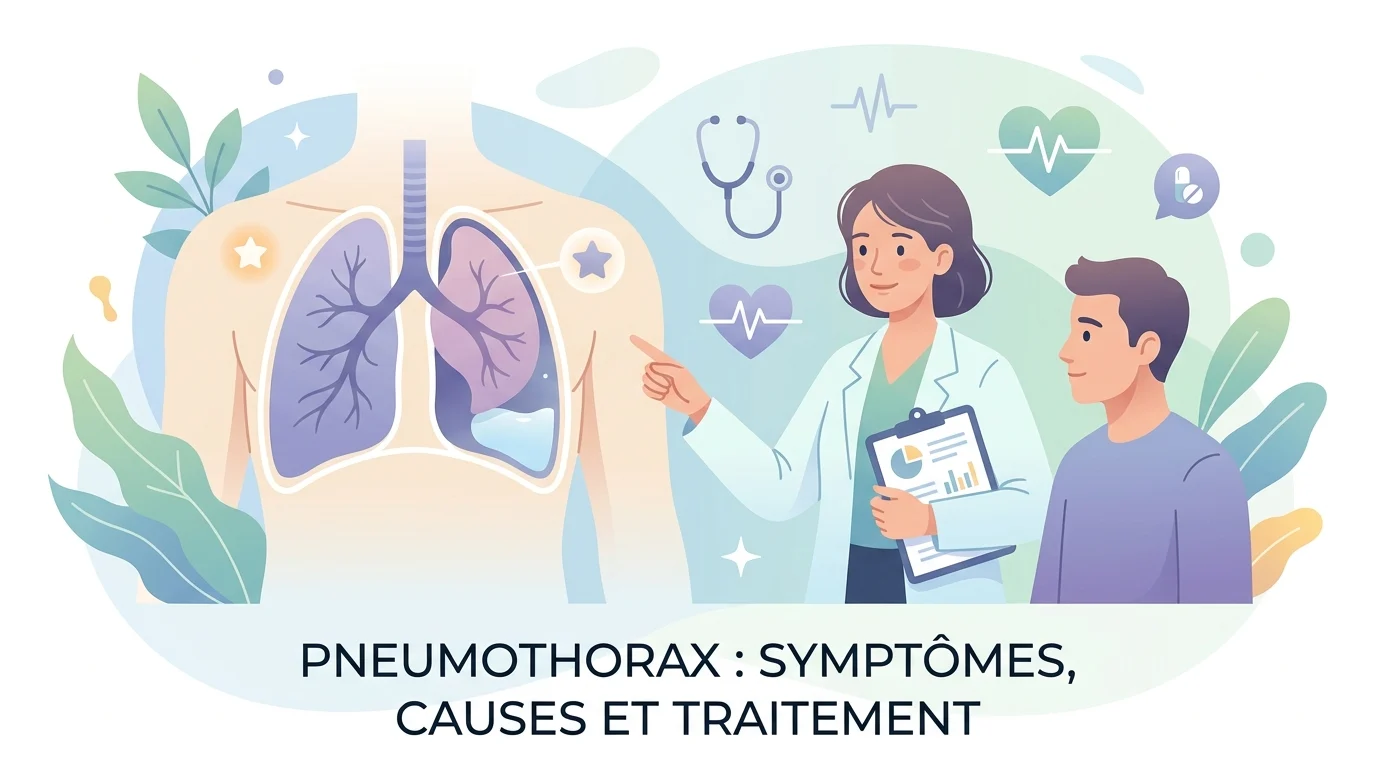 Pneumothorax : illustration d'un poumon décollé de la paroi du thorax