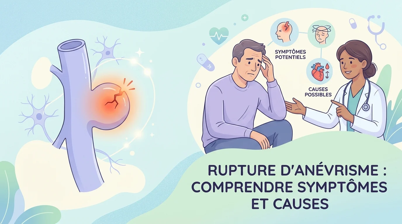 Personne se tenant la tête à cause d'un mal de tête brutal évoquant une rupture d'anévrisme