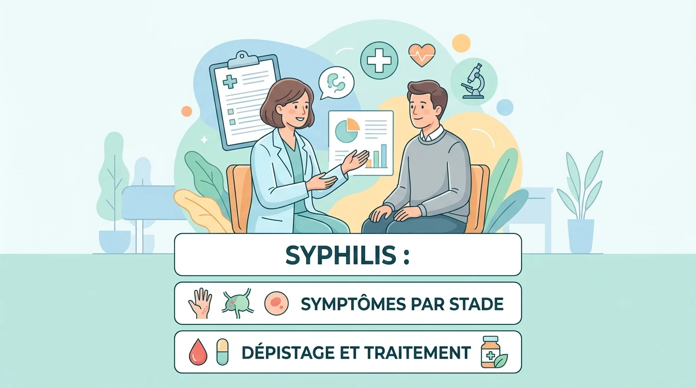 Médecin expliquant le dépistage de la syphilis par prise de sang à un patient