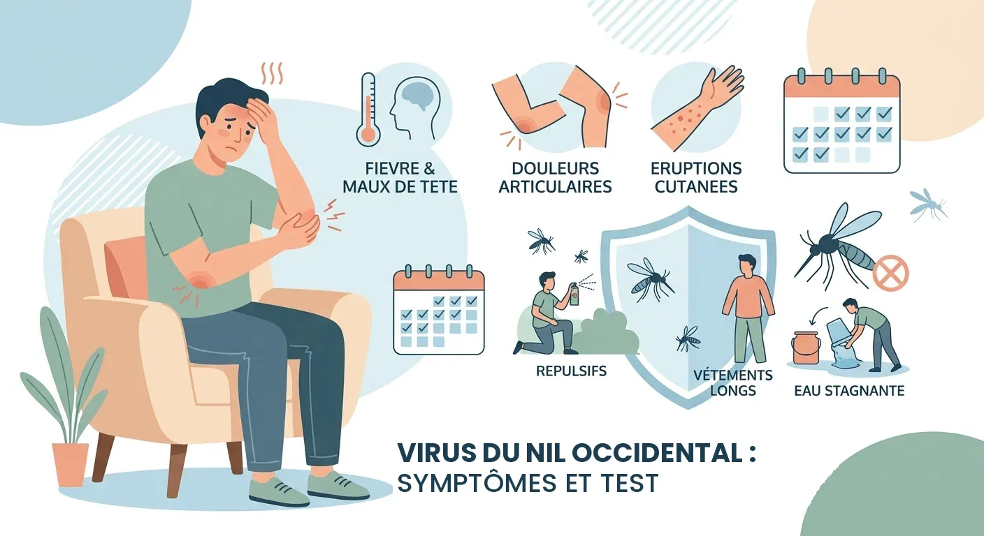 Virus du Nil occidental : symptômes comme fièvre et douleurs, et gestes de protection contre les moustiques
